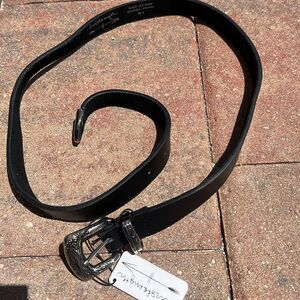 Brand New Black Leather Belt - Silver Hardware - Size M/L